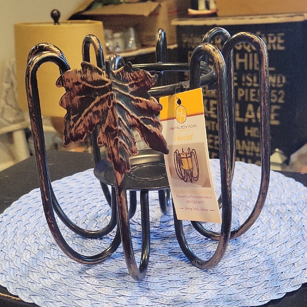 Huntington Home Bronze Pumpkin Candle Holder NWT
